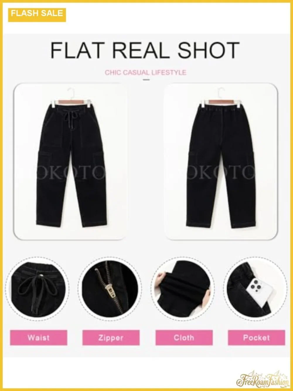 High Waisted Wide Leg Cargo Jeans Women Loose Baggy Denim Pants with Pockets